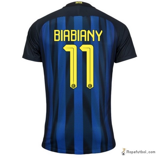 Camiseta Inter de Milán Replica Primera Ropa Biabiany 2016/17 Marino Azul